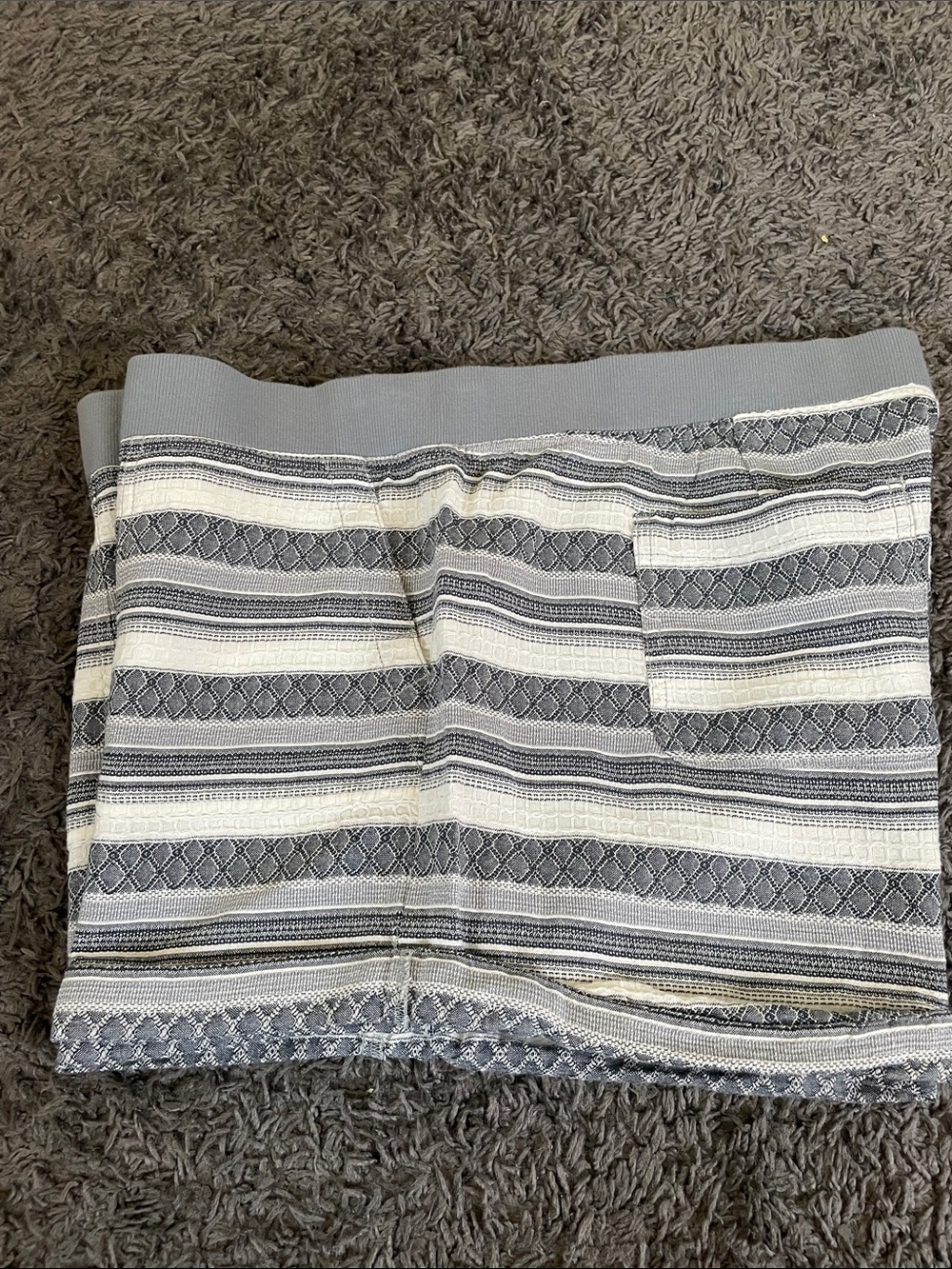 LOFT Striped Knit Mini Skirt in Gray and White